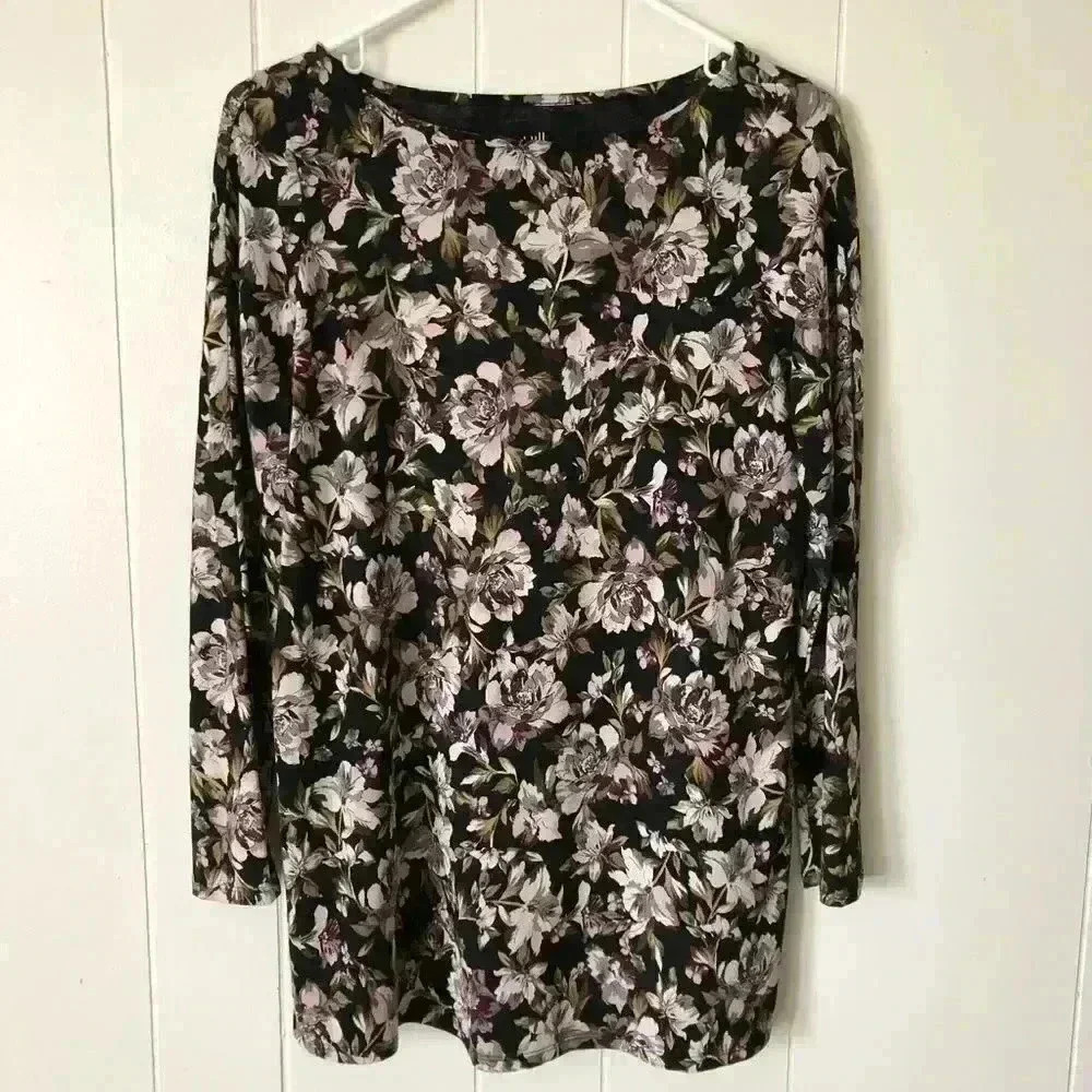 J.Jill Women’s Floral Split Sleeve Cotton Blend Tunic Size S